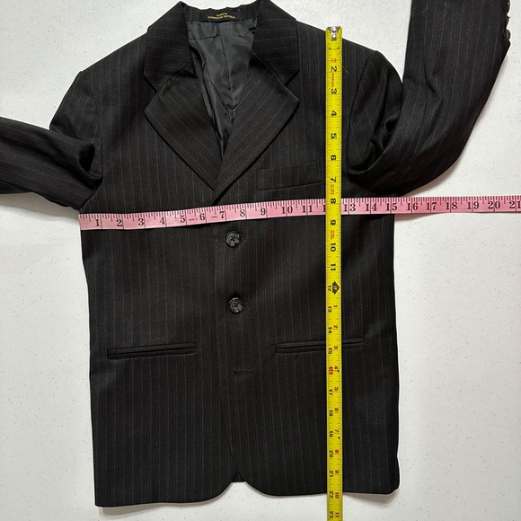 Van Heusen Pinstripe Suit Blazer Jacket & Pants 2 Piece Set Dark Gray Sz Boys 8 - Picture 7 of 8